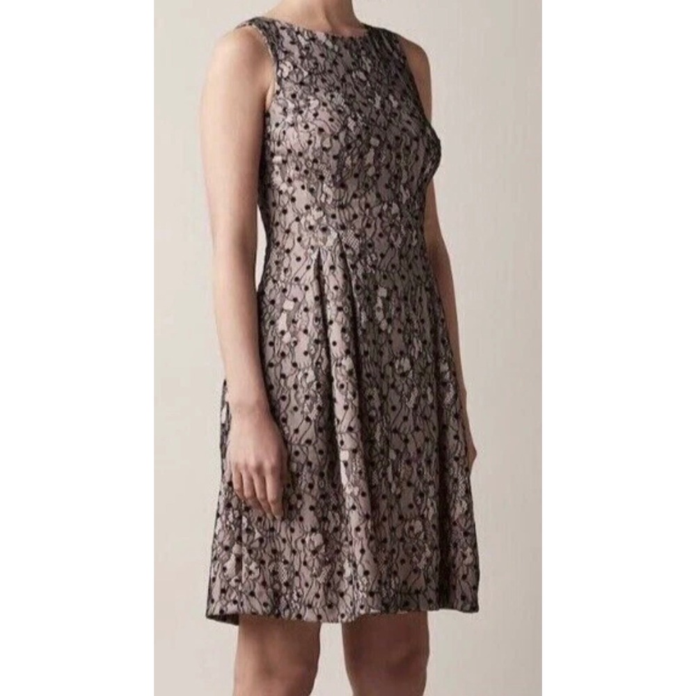 JW Jason Wu Black Lace Blush Pink Fit & Flare polka dot floral Cocktail Dress M